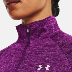 Under Armour Women's Tech™ Half Zip Twist Rivalry / Strobe / Metallic Silver -Sportswear Shop 1320128514 3