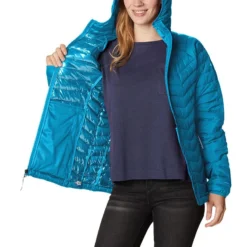 Columbia Women's Powder Lite™ Hooded Jacket Blue Chill -Sportswear Shop 1699071 422 a3 presethigh res jpeg 300 dpi