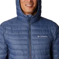 Columbia Men's Powder Pass™ Hooded Jacket Dark Mountain / Collegiate Navy -Sportswear Shop 1773271 479 a2 presethigh res jpeg 300 dpi
