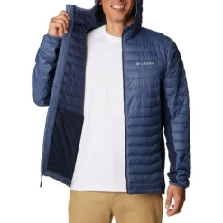 Columbia Men's Powder Pass™ Hooded Jacket Dark Mountain / Collegiate Navy -Sportswear Shop 1773271 479 a3 presethigh res jpeg 300 dpi