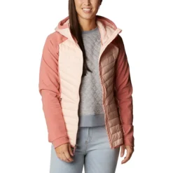 Columbia Women's Powder Lite™ Hybrid Hooded Jacket Peach Blossom / Dark Coral -Sportswear Shop 2007761 890 a5 presethigh res jpeg 300 dpi