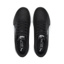 Puma Women's Carina Leather Trainers Black / Black / White -Sportswear Shop 370325 16 sv04