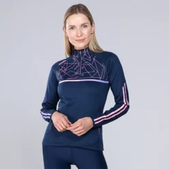 Women's Dolmen Brushed Half Zip Top Marine / Pink / Purple