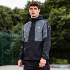 Men’s Rio Hooded Rain Jacket Black / Grey / White