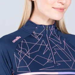 Women's Dolmen Brushed Half Zip Top Marine / Pink / Purple -Sportswear Shop am3a0794