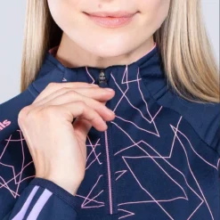 Women's Dolmen Brushed Half Zip Top Marine / Pink / Purple -Sportswear Shop am3a0796