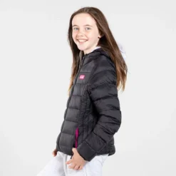 Kids' Fiona Hooded Padded Jacket Black / Pink -Sportswear Shop am3a6389