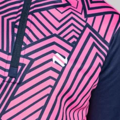 Kids' Carly Brushed Half Zip Top Marine / Pink -Sportswear Shop am3a9644