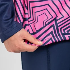 Kids' Carly Brushed Half Zip Top Marine / Pink -Sportswear Shop am3a9647