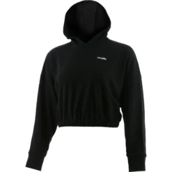 Women's Avelina Cropped Hooded Top Black -Sportswear Shop avelina 281 flc crop hoodie blk 1