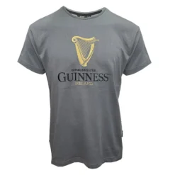 Guinness Men's Embroidered Harp T-Shirt Pewter -Sportswear Shop g1339 01