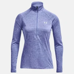 Under Armour Women's Tech™ Half Zip Twist Chestnut Baja Blue / White / Metallic Silver -Sportswear Shop ps1320128 495 hf