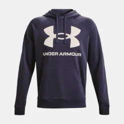 Under Armour Men's Rival Fleece Big Logo Hoodie Tempered Steel / Onyx White -Sportswear Shop ps1357093 558 hf