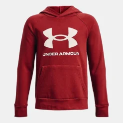 Under Armour Kids' Rival Fleece Big Logo Hoodie Stadium Red / Onyx White