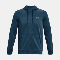 Under Armour Men's Fleece® Full-Zip Hoodie Petrol Blue / Pewter -Sportswear Shop ps1373357 437 hf