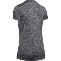 Under Armour Women's Tech™ SS V-Neck Twist T-Shirt Black / Metallic Silver -Sportswear Shop s7.ps1258568 001 hb