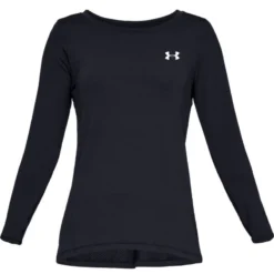 Under Armour Women's HeatGear® Armour Long Sleeve Top Black / Metallic Silver -Sportswear Shop s7.ps1328966 001 hf