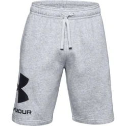 Under Armour Men's UA Rival Fleece Big Logo Shorts Mod Gray Light Heather / Black -Sportswear Shop s7.ps1357118 011 hf