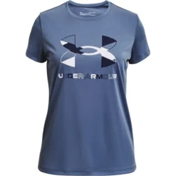 Under Armour Kids' Tech™ Graphic Big Logo T-Shirt Mineral Blue / White / Midnight Navy