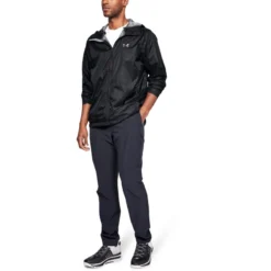 Under Armour Men's UA Forefront Rain Jacket Black / Steel -Sportswear Shop s7.v5 1321439 001 fsf