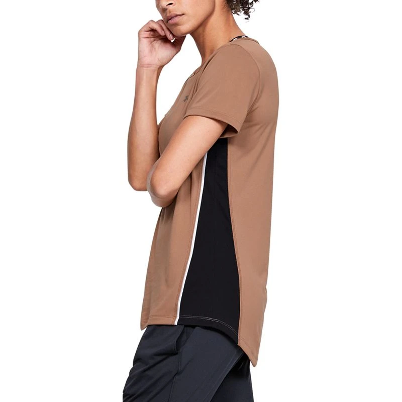 Under Armour Women's Tech Colour Block Short Sleeve T-Shirt Brown 3 Under Armour Women's Tech Colour Block Short Sleeve T-Shirt Brown - Image 3