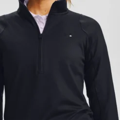 Under Armour Women's Storm Midlayer Half Zip Black / Black -Sportswear Shop s7.v5 1356229 001 collar main