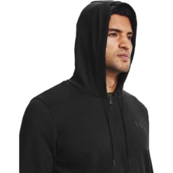 Under Armour Men's Armour Fleece® Full Zip Hoodie Black -Sportswear Shop s7.v5 1357110 001 hood