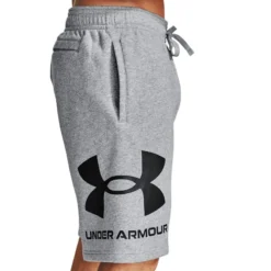 Under Armour Men's UA Rival Fleece Big Logo Shorts Mod Gray Light Heather / Black -Sportswear Shop s7.v5 1357118 011 sc