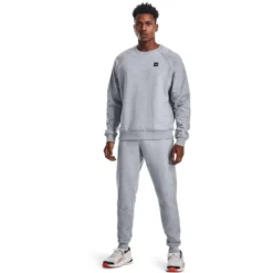 Under Armour Men's UA Rival Fleece Joggers Mod Gray Light Heather / Onyx White -Sportswear Shop s7.v5 1357128 011 fsf