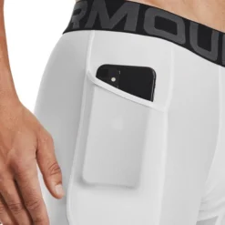 Under Armour Men's HeatGear® Armour Compression Shorts White / Black -Sportswear Shop s7.v5 1361596 100 sidedet