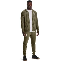 Under Armour Men's Rival Terry Full Zip Hoodie Tent / Onyx White -Sportswear Shop s7.v5 1370409 361 fsf