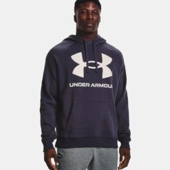 Under Armour Men's Rival Fleece Big Logo Hoodie Tempered Steel / Onyx White