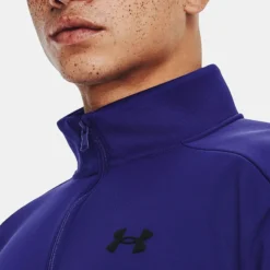 Under Armour Men's Fleece® ¼ Zip Sonar Blue / Black -Sportswear Shop v5 1373358 468 collar
