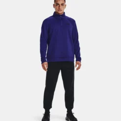 Under Armour Men's Fleece® ¼ Zip Sonar Blue / Black -Sportswear Shop v5 1373358 468 fsf