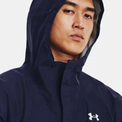 Under Armour Men's UA Stormproof Cloudstrike 2.0 Jacket Midnight Navy / White -Sportswear Shop v5 1374644 410 hood