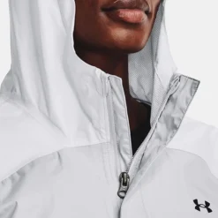 Under Armour Women's UA Stormproof Cloudstrike 2.0 Jacket White / Halo Grey -Sportswear Shop v5 1374645 100 hood